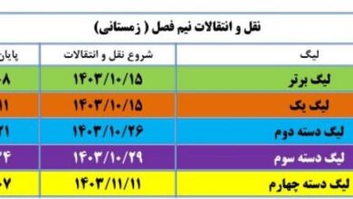 تقویم نقل و انتقالات زمستانی اعلام شد