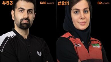دو ایرانی در صدر برترین پینگ پنگ بازان در رنکینگ جهانی