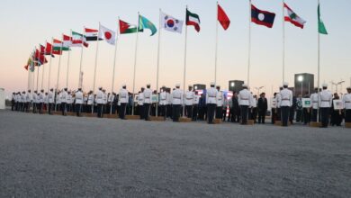 احترام نظامی به پرچم ایران در مراسم بازیهای آسیایی جوانان